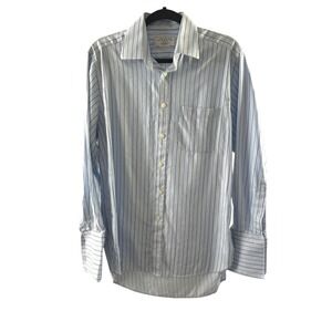 fairline dress shirt Fairline Men's L Dress Shirt Cotton Button Down Long Sleeve Plaid Navy Career
